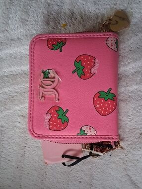 Juicy Couture Pink Card Wallet with Gold Chain and Charm Tag